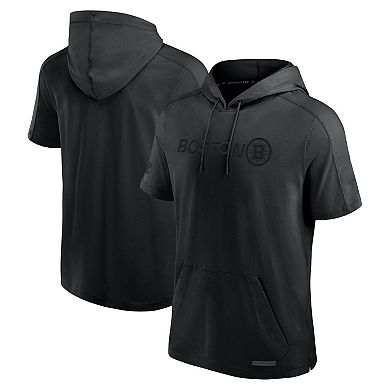 Men's Fanatics Black Boston Bruins Authentic Pro Road Performance Short Sleeve Pullover Hoodie