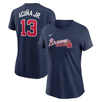 Women's Nike Ronald Acu̱a Jr. Navy Atlanta Braves Cooperstown Collection Fuse Name & Number T-Shirt