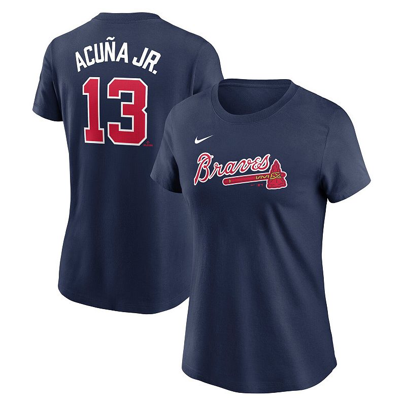 Women's Nike Ronald Acu̱a Jr. Navy Atlanta Braves Fuse Name & Number T-Shirt, 