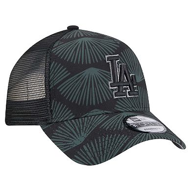 Men's New Era Black Los Angeles Dodgers 9FORTY A-Frame Trucker Adjustable Hat