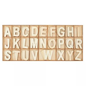 2" Wooden Alphabet Letters With Sorting Tray 104 pc