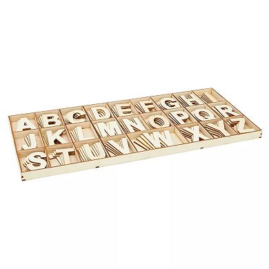 2" Wooden Alphabet Letters With Sorting Tray 104 Pcs