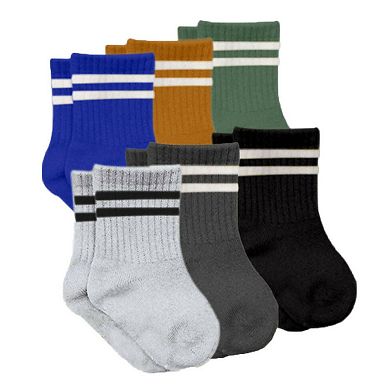 Newborn Unisex Cotton Ankle-Hi Socks with Stripes Assorted 6 Pair Pack
