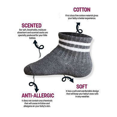 Newborn Unisex Cotton Ankle-Hi Socks with Stripes Assorted 6 Pair Pack