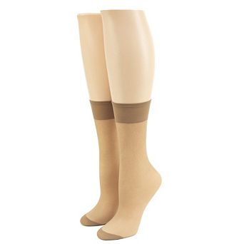 Women's Stay-Up Nylon Ankle Highs Regular and Queen Sizes in 6-Pair Packs