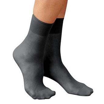 Women's Stay-Up Nylon Ankle Highs Regular and Queen Sizes in 6-Pair Packs