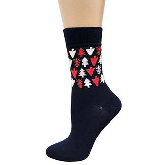 Women's Christmas Crew Tree Socks in Silky Viscose