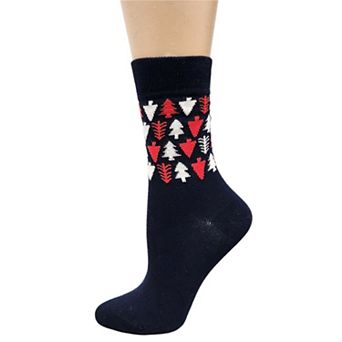 Women's Christmas Crew Tree Socks in Silky Viscose
