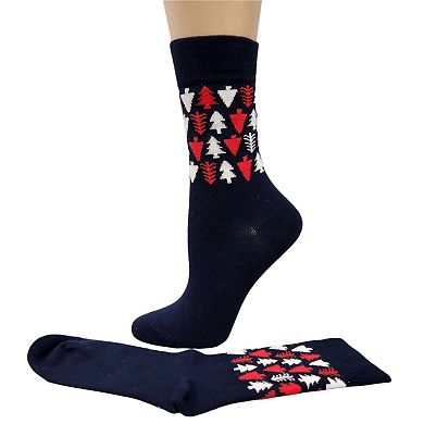 Women's Christmas Crew Tree Socks in Silky Viscose