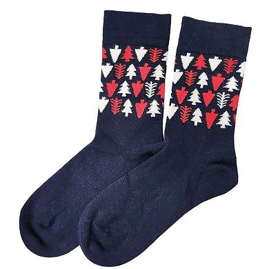 Women's Christmas Crew Tree Socks in Silky Viscose