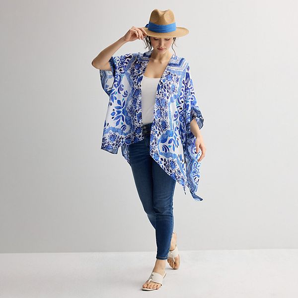 Nine West 2-Piece Floral Tile Topper Set - Blue
