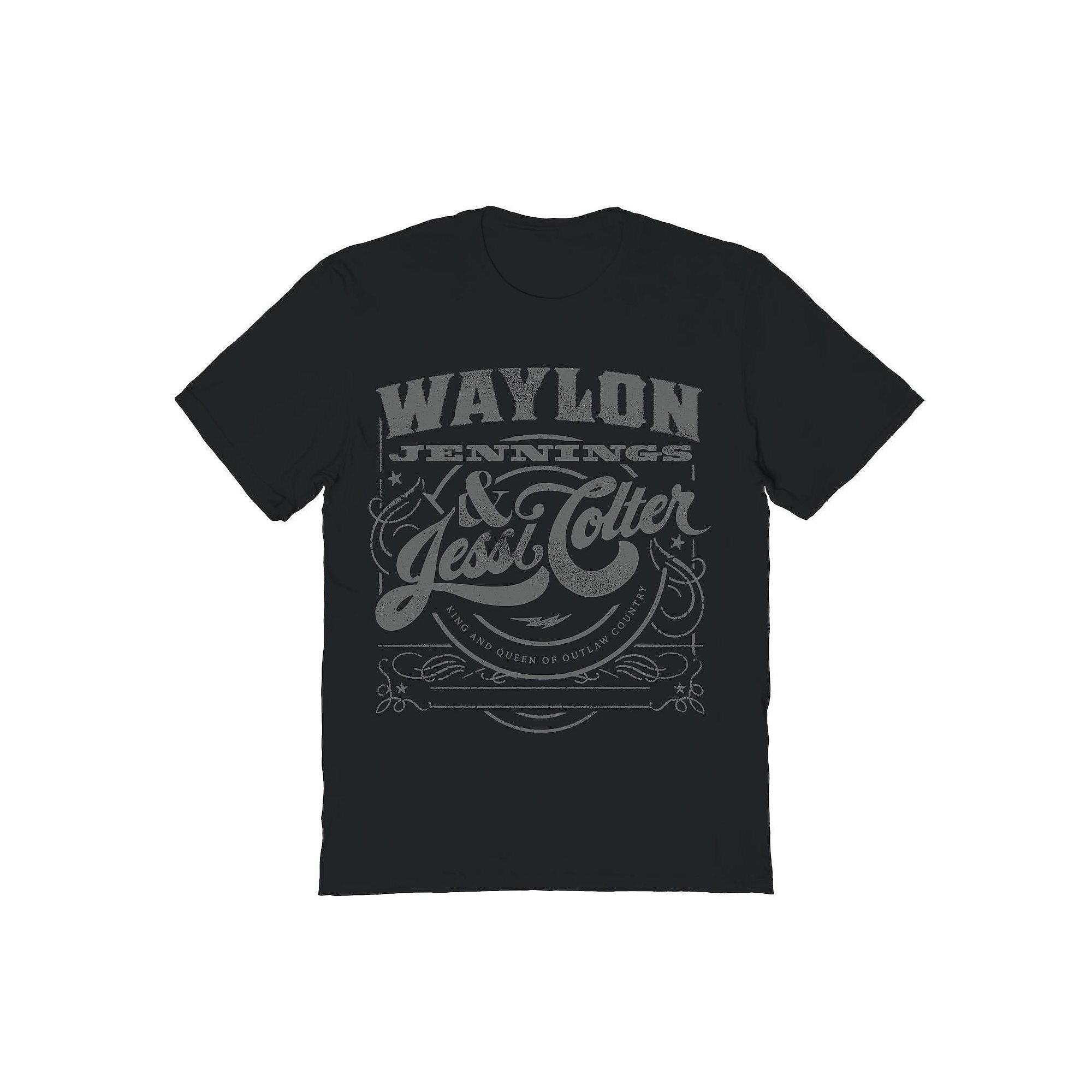 Mens Waylon Jennings King & Queen Graphic Tee, Size: Small, Black