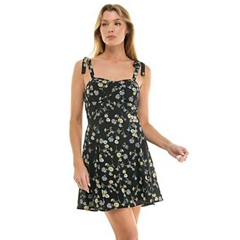 Juniors' Lily Rose Tie Strap Molded Cup Skater Dress