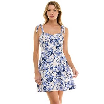 Juniors' Lily Rose Tie Strap Molded Cup Skater Dress