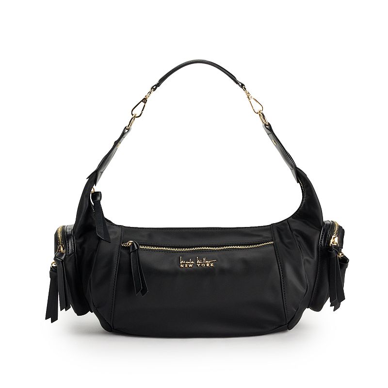 Nicole Miller Nylon Zip Shoulder Bag, Black