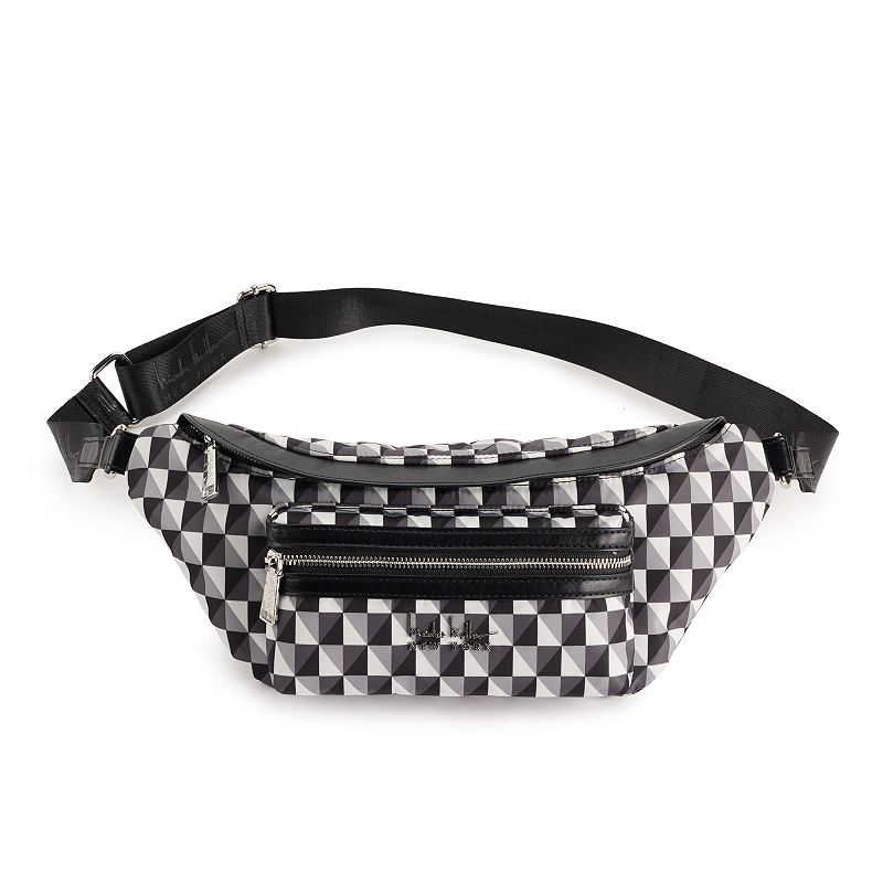 Nicole Miller Nylon Sling Crossbody Bag, Printed Checker