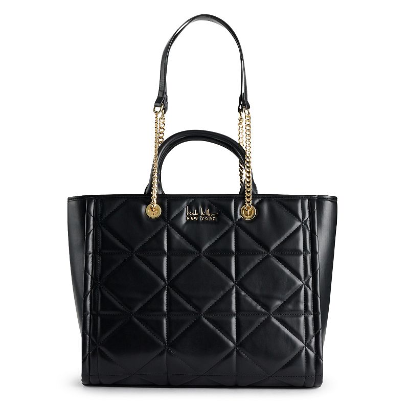 Nicole Miller Quilted Chain Tote Bag, Black