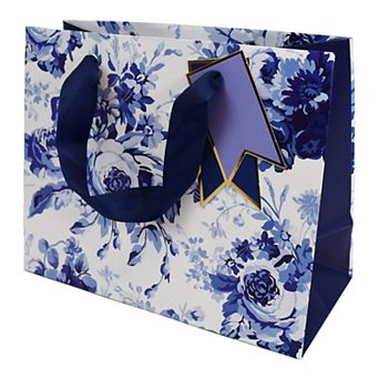 Blue Floral Gift Bag Set