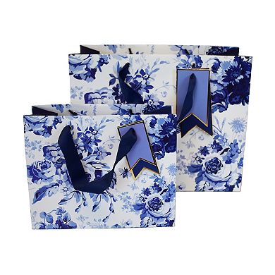 Blue Floral Gift Bag Set