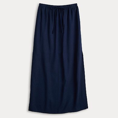 Juniors' SO® Drawstring Waist Linen Maxi Skirt