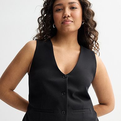 Juniors' Plus Size SO® Sleeveless Button Front Vest