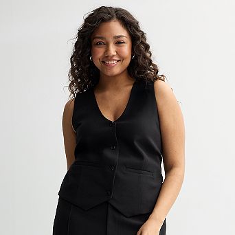 Juniors' Plus Size SO® Sleeveless Button Front Vest