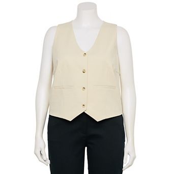Juniors' Plus Size SO® Sleeveless Button Front Vest