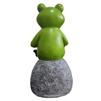 Coffee Drinking Frog Garden Statue with Funny Quote