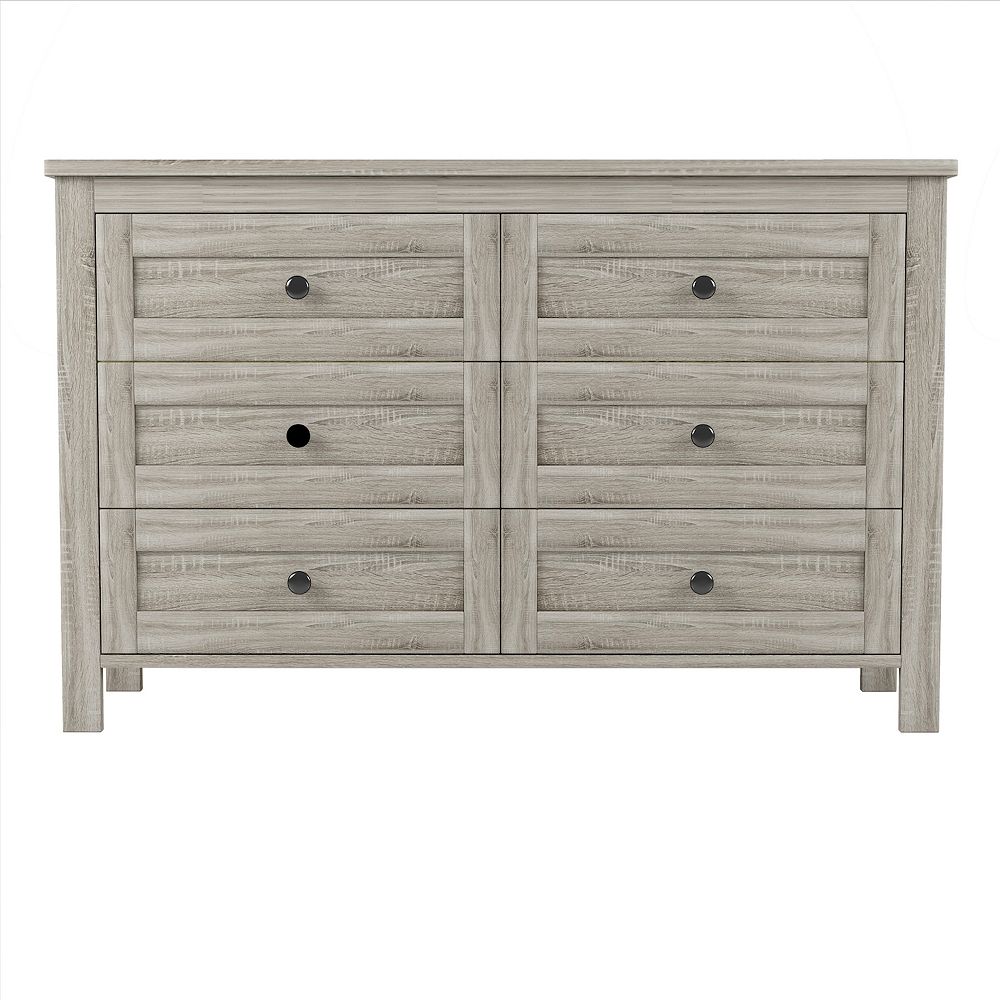 Merax Retro Farmhouse Style Wooden Dresser with 6 Drawer,