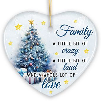 Amusing Family Quote Ornament, Charming Blue Christmas Appreciation Gift and Tree Decor, Heart