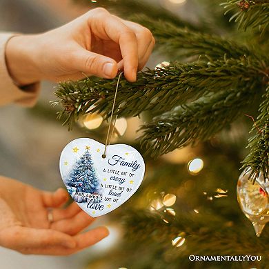 Amusing Family Quote Ornament, Charming Blue Christmas Appreciation Gift and Tree Decor, Heart