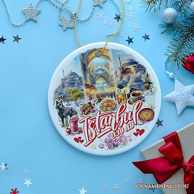 Istanbul City Historical Landmarks and Cultural Ornament, Artistic Turkey Gift, Circle