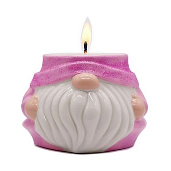Cute Pink Gnome Ceramic Candle, Holiday Home Decoration Scented with a Classic White Vanilla Aroma