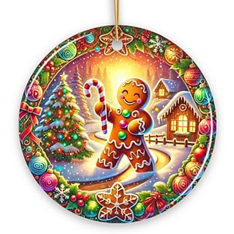 Enchanting Gingerbread Man in a Christmas Village Ornament, Whimsically Cheerful Holiday Gift, V1