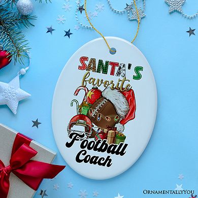 Santa's Favorite Football Coach Ornament, Festive Sports Gift and Decor for the Holiday Season