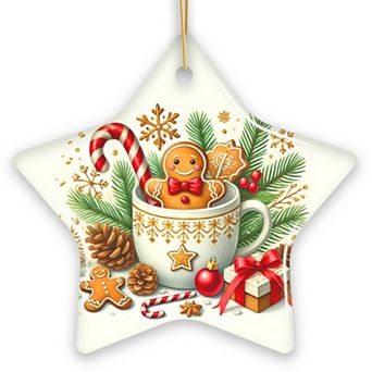 Adorable Gingerbread Man in a Christmas Cup Ornament, Sweet and Warm Holiday Gift and Tree Decor, V2