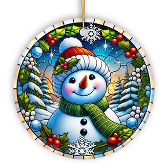 Frosty and Holly Snowman Ornament, Gift and Decor for Cheerful Winter Christmas Tree, Version 4