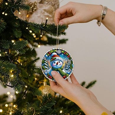 Frosty and Holly Snowman Ornament, Gift and Decor for Cheerful Winter Christmas Tree, Version 4