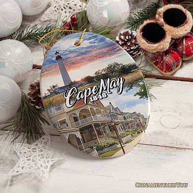 Cape May Coastal Charm Ornament, Seaside Retreat Christmas Gift and New Jersey Souvenir, Oval