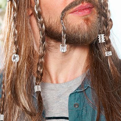 18 Pcs Beard Beads, Braiding Beads, Stainless Steel Viking Beard Beads, Silver Tone