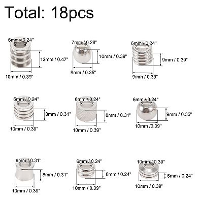 18 Pcs Beard Beads, Braiding Beads, Stainless Steel Viking Beard Beads, Silver Tone