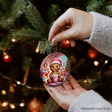 Cozy Gingerbread Man Pink Themed Ornament, Delightful Christmas Gift and Decor, Version 1