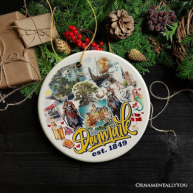 Majestic Denmark Landmarks Ornament, Scandinavian Heritage Gift and Copenhagen Souvenir, Version 1