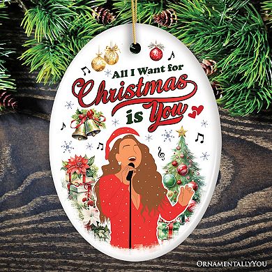 Artistic Classic Holiday Melody Ornament, All I Want for Christmas, Celebrity Singer Gift, Oval