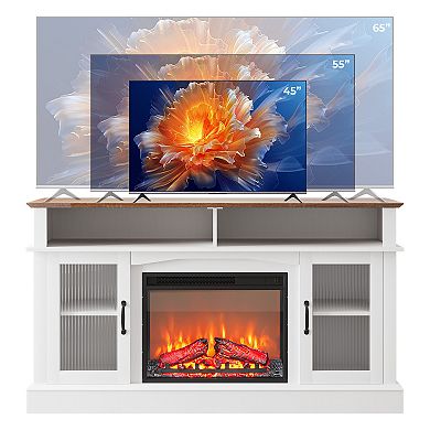 Serwall Rectangular Simulated Electric Fireplace TV Stand