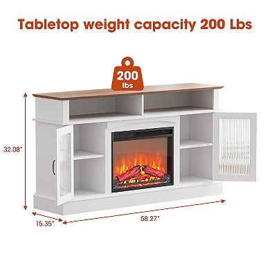 Serwall Rectangular Simulated Electric Fireplace TV Stand