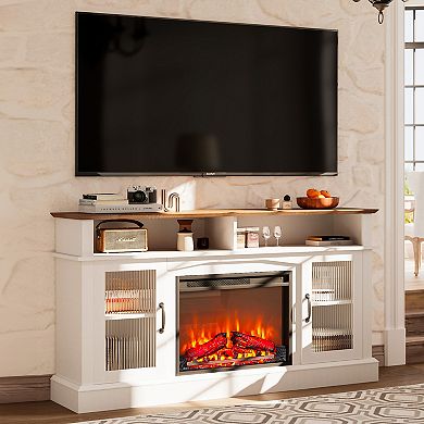 Serwall Rectangular Simulated Electric Fireplace TV Stand