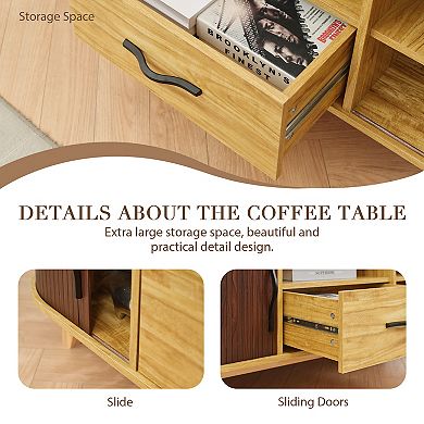 55-inch TV Stand with Bilateral Sliding Doors
