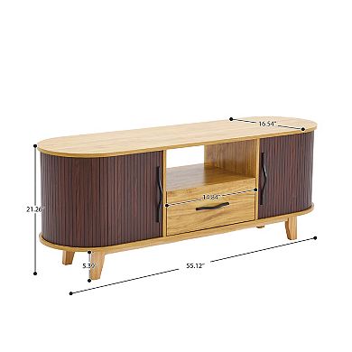 55-inch TV Stand with Bilateral Sliding Doors