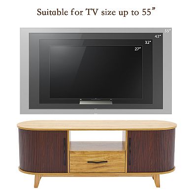 55-inch TV Stand with Bilateral Sliding Doors